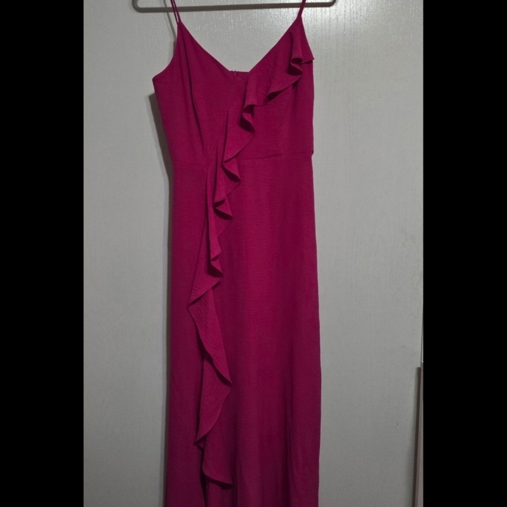 New Connected Apparel Elegant Pink Ruffle Dress
